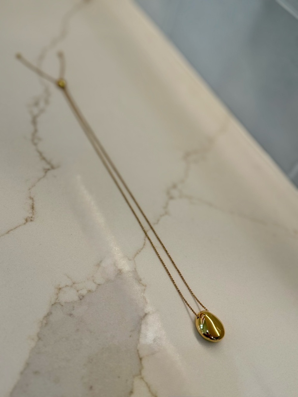 NWT Polished Gold Pendant Necklace - Minimalist Drop Charm